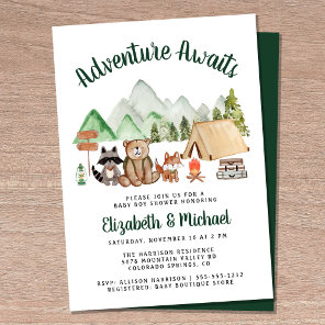 Rustic Woodland Camping Couples Baby Shower Invitation