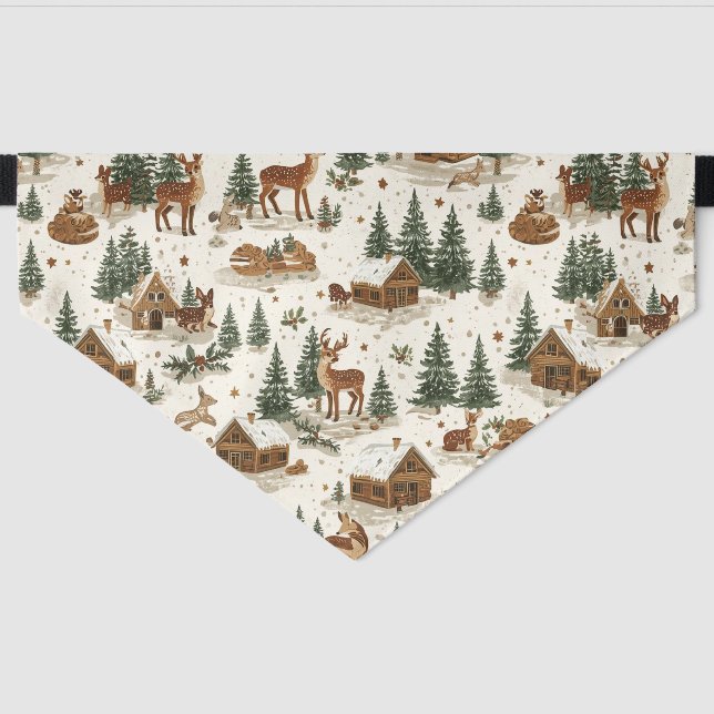 Rustic Woodland Christmas Dog Bandana Pet Bandana Collar (Front)