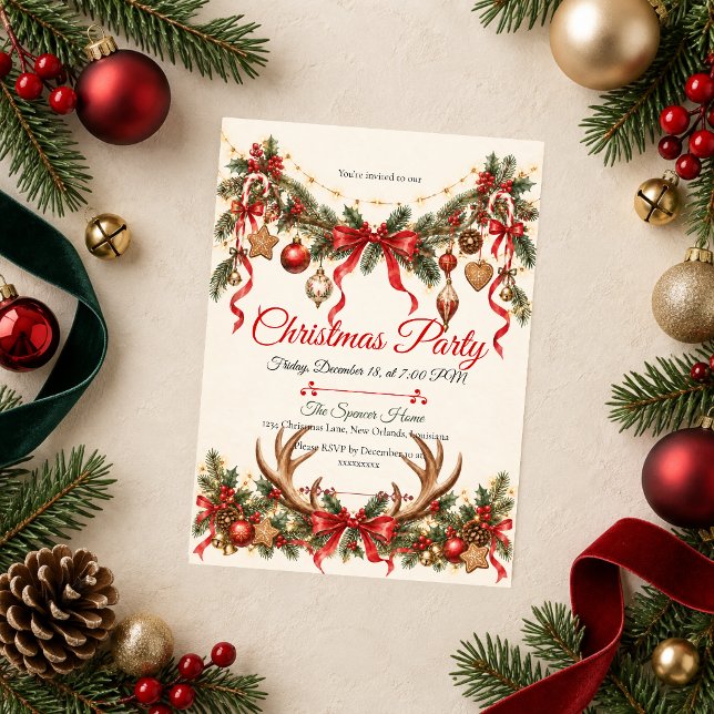 Rustic Woodland Christmas Party Invitation (Creator Uploaded)