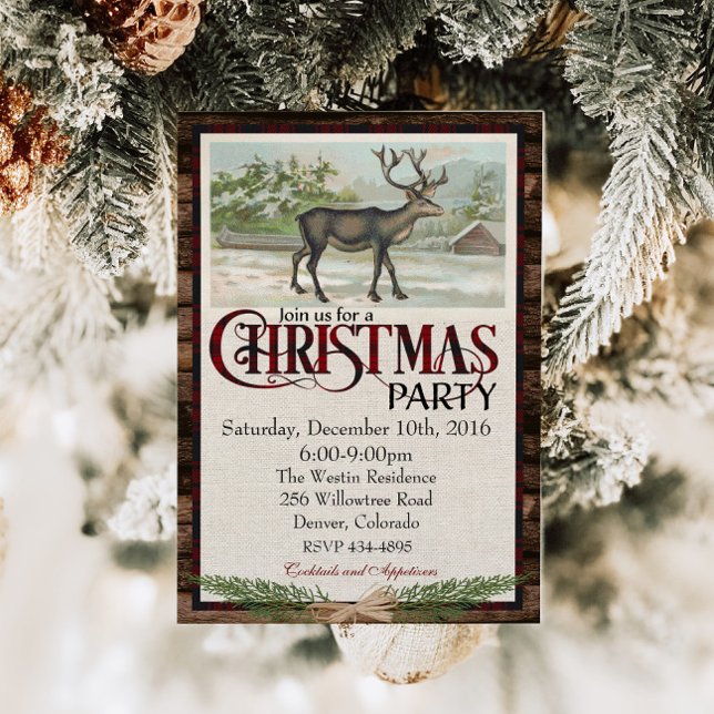 Rustic Woodland Christmas Party Invitation (Creator Uploaded)