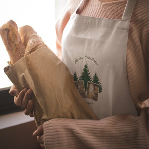 Rustic Woodland Christmas Photo Adult Apron