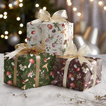 Rustic Woodland Christmas Winter Mushrooms Wrapping Paper Sheets<br><div class="desc">These rustic woodland Christmas wrapping paper sheets feature a whimsical holiday watercolor pattern of mushrooms decorated with sprigs of pine greenery, holly leaves and berries, on 3 different woodsy backgrounds: light beige, dark reddish brown, and forest green. Please check out the collection for many matching products, or contact me through...</div>