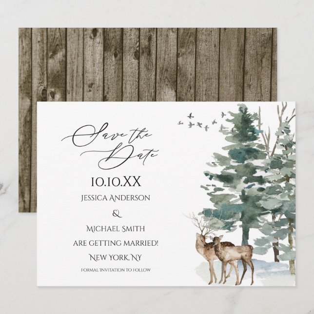 Rustic Woodland Country Save the Date Invitation (Front/Back)