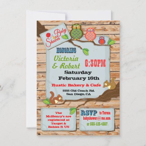 Rustic Woodland Couples Baby Shower Invitations