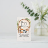 Rustic woodland cute animals diaper raffle cards (Standing Front)