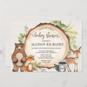 Rustic woodland cute forest animals baby shower invitation (Front/Back)