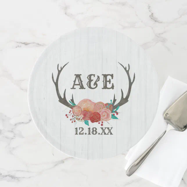 Rustic Woodland Deer Antler Boho Wedding Monogram Cake Stand R7493fa61e1cf49c990aa43783e2e8874 Knty1 644.webp?rlvnet=1