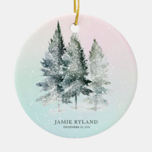 Rustic Woodland Deer Baby Photo Keepsake Ceramic Ornament