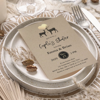 Rustic Woodland Deer Fall Winter Couple's Shower Invitation