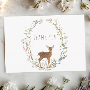 Rustic Woodland Deer Fawn Watercolor Baby Shower Thank You Card