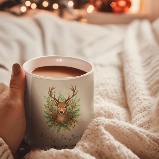 Rustic Woodland Deer Head with Winter Foliage -  Coffee Mug (Creator Uploaded)