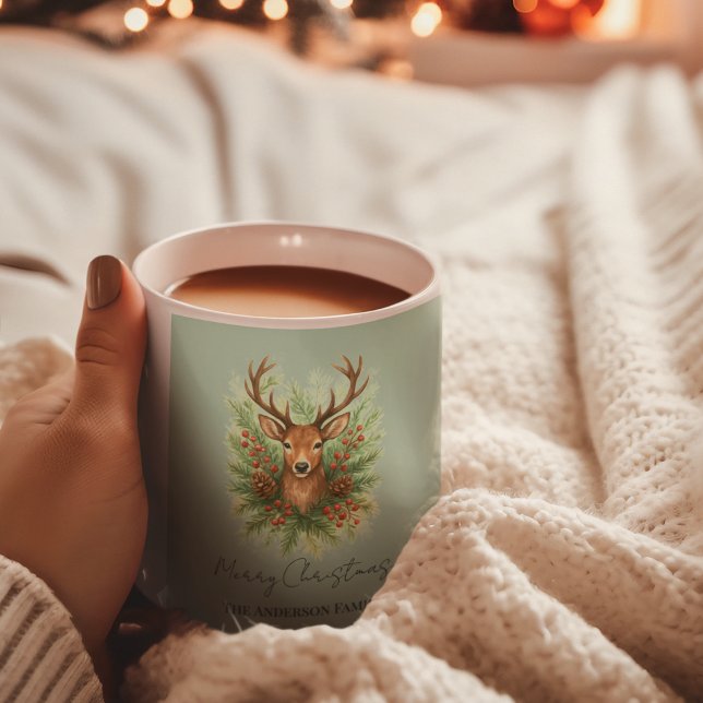 Rustic Woodland Deer Head with Winter Foliage -  Coffee Mug (Creator Uploaded)