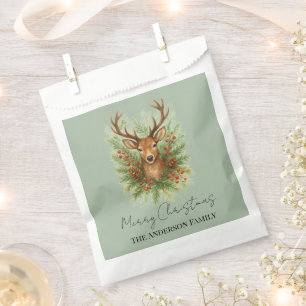 Rustic Woodland Deer Head with Winter Foliage -  Favor Bag