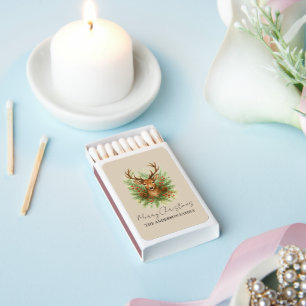 Rustic Woodland Deer Head with Winter Foliage -  Matchboxes