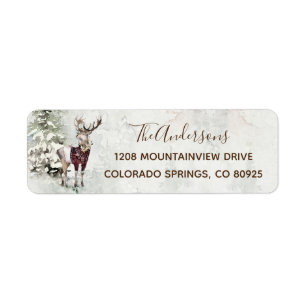 Rustic Woodland Deer in the Snow Label