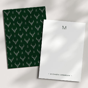 Rustic Woodland Deer Monogram & Name Stationery Note Card