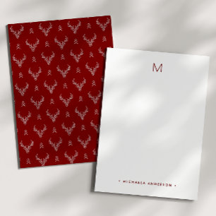 Rustic Woodland Deer Monogram & Name Stationery Note Card