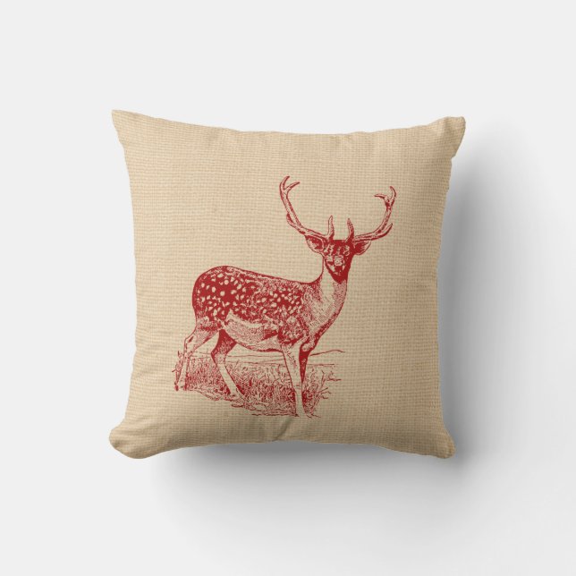 Rustic Woodland Deer Pillow (Front)