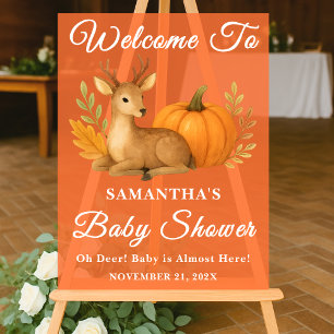 Rustic Woodland Deer & Pumpkin Fall Baby Shower Acrylic Sign