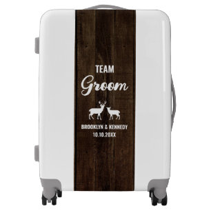 Rustic Woodland Deer Team Groom Mr And Mrs Wedding Luggage