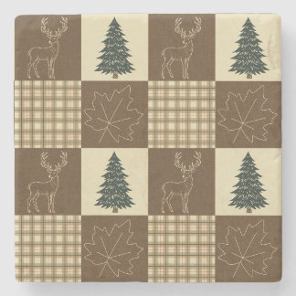 Rustic Woodland Deer Vintage Cabincore Forest Stone Coaster