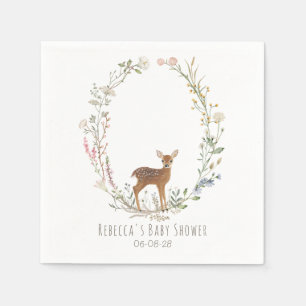 Rustic Woodland Deer Watercolor Fawn Baby Shower Napkins