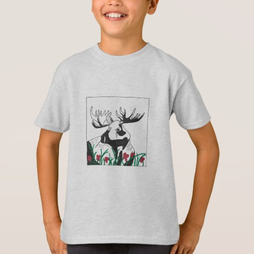Rustic Woodland Deer Wildflowers Moose T_Shirt