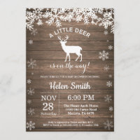 Rustic Woodland Deer Winter Baby Shower Invitation