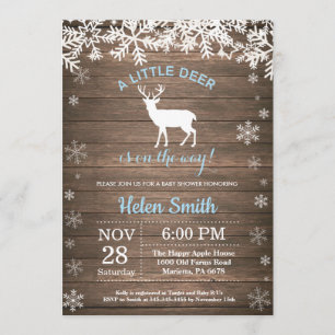 Rustic Woodland Deer Winter Boy Baby Shower Invitation