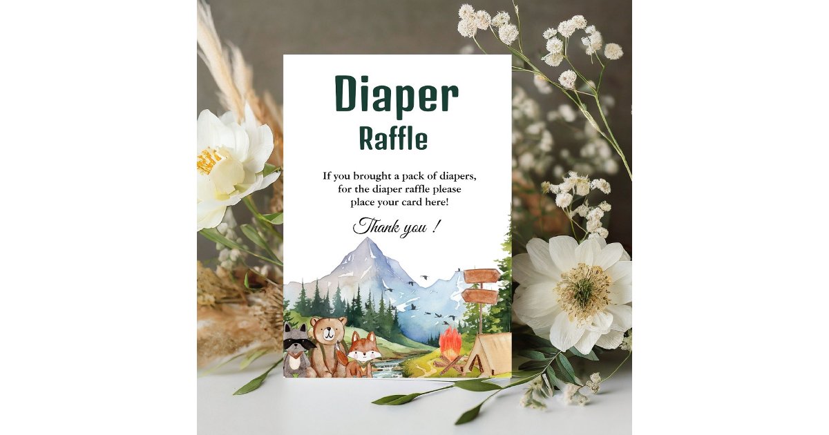 Rustic Raffle Sign Rustic Woodland Diaper raffle baby shower sign | Zazzle