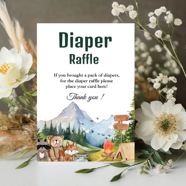 Rustic Raffle Sign Rustic Woodland Diaper raffle baby shower sign | Zazzle