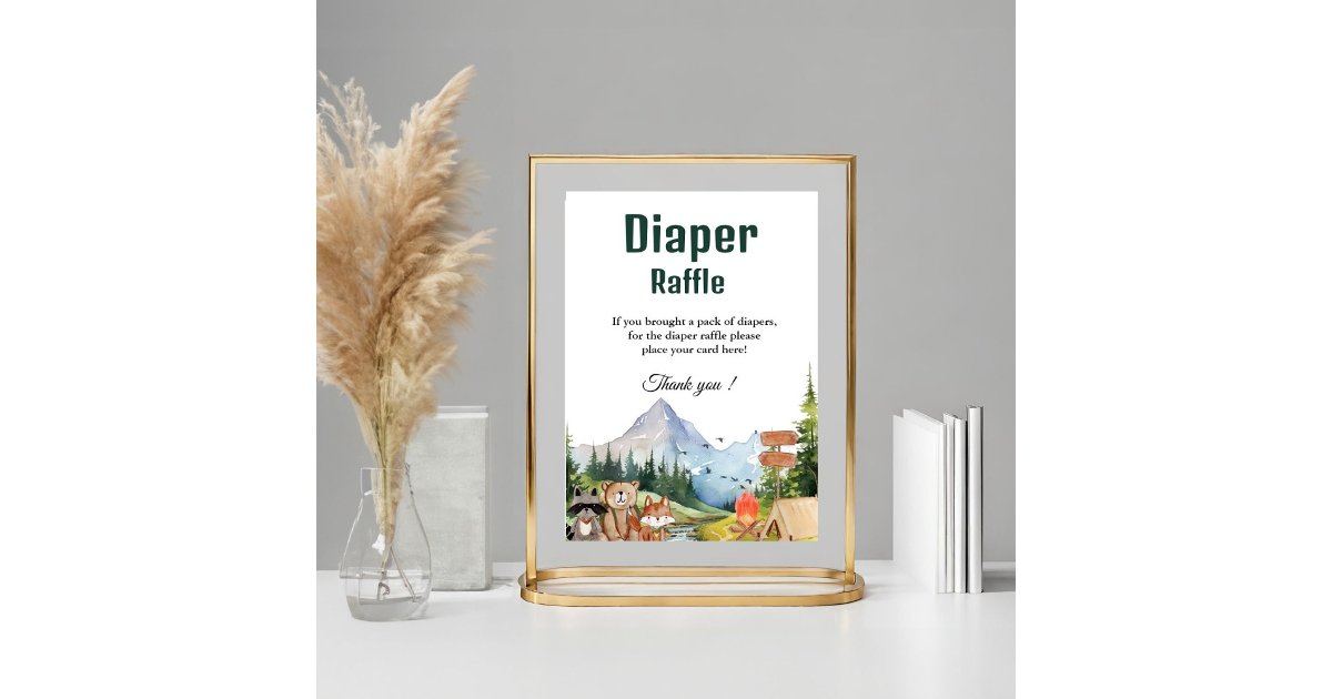 Rustic Raffle Sign Rustic Woodland Diaper raffle baby shower sign | Zazzle