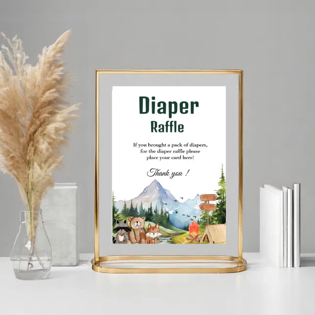 Rustic Raffle Sign Rustic Woodland Diaper raffle baby shower sign | Zazzle