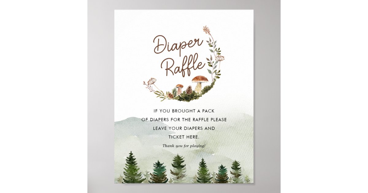 Rustic Raffle Sign Rustic Woodland Diaper Raffle Game Sign | Zazzle