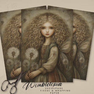 Rustic Woodland Fairy with Dandelions Fantasy Art Tissue Paper