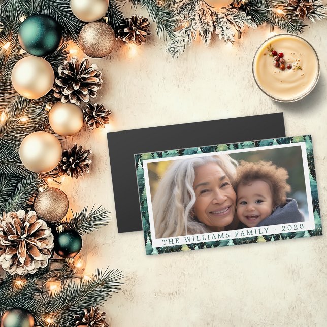 Rustic Woodland Family Christmas Photo Magnet (Rustic Woodland Family Christmas Photo Magnet)