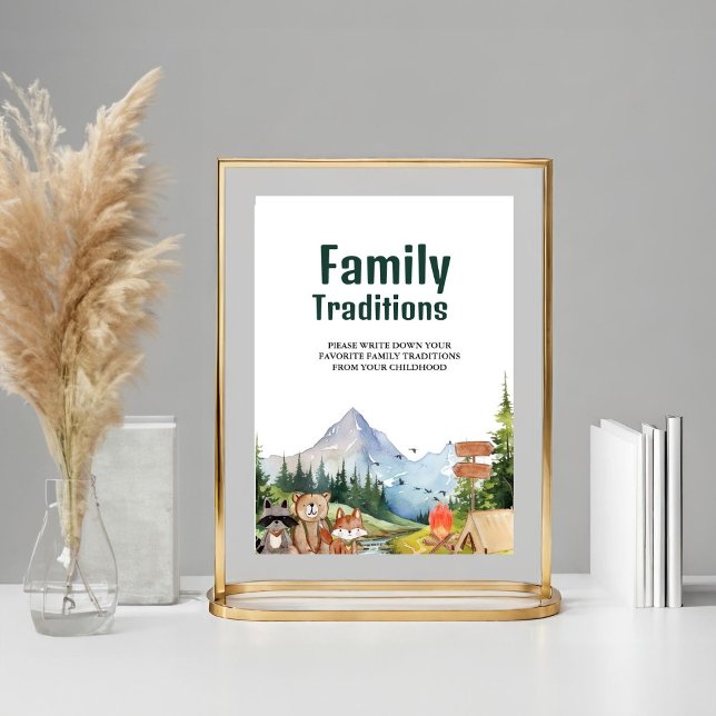 Rustic Woodland Family Traditions baby shower sign (Creator Uploaded)