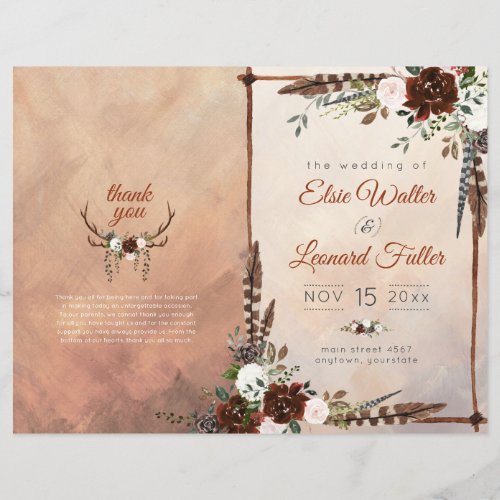 Rustic Woodland Feathers and Floral Bloom