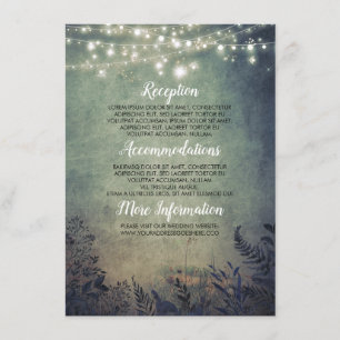 Rustic Woodland Fireflies Wedding Information Enclosure Card