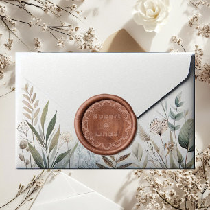 Rustic Woodland Floral Country Wedding Geometric Wax Seal Sticker