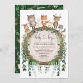 Rustic Woodland Forest Animals Baby Boy Shower Invitation (Front/Back)