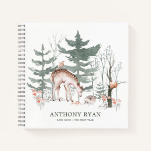 Rustic Woodland Forest Animals Baby First Year Notebook