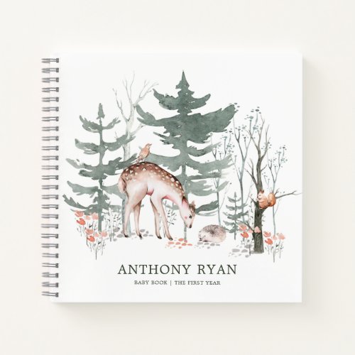 Rustic Woodland Forest Animals Baby First Year Notebook