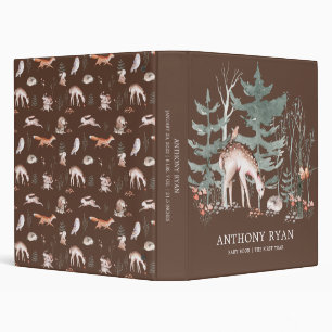 Rustic Woodland Forest Animals Baby Photo Album  3 Ring Binder