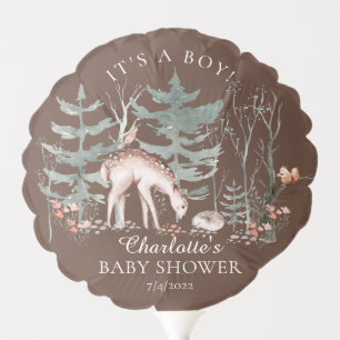Rustic Woodland Forest Animals Baby Shower Balloon