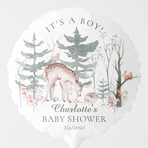 Rustic Woodland Forest Animals Baby Shower Balloon