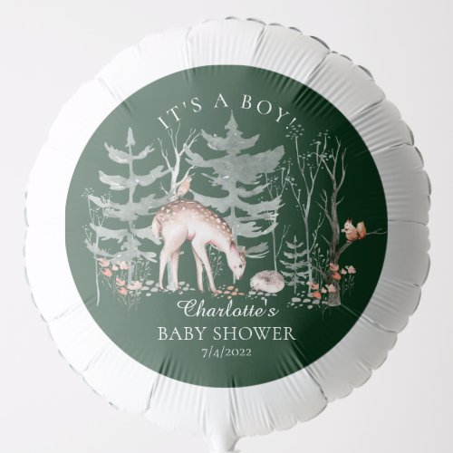 Rustic Woodland Forest Animals Baby Shower Balloon