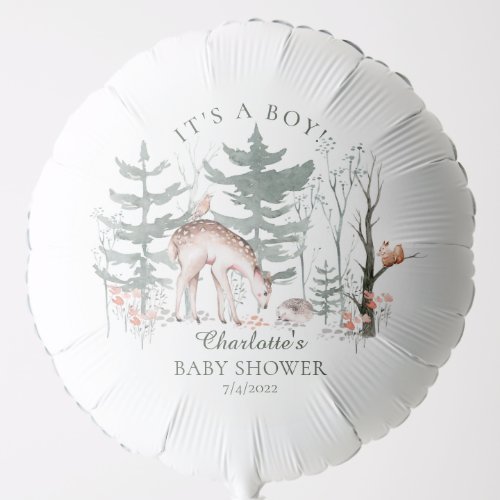 Rustic Woodland Forest Animals Baby Shower Balloon