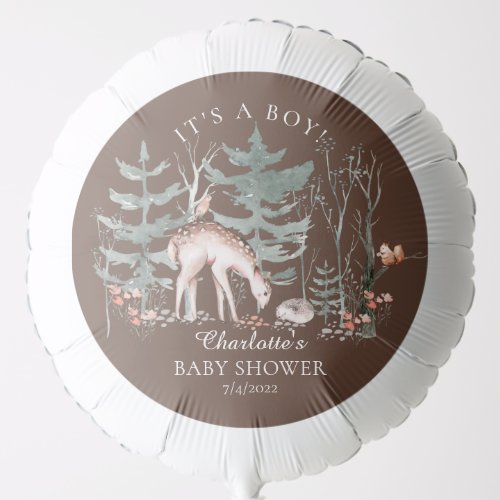 Rustic Woodland Forest Animals Baby Shower Balloon