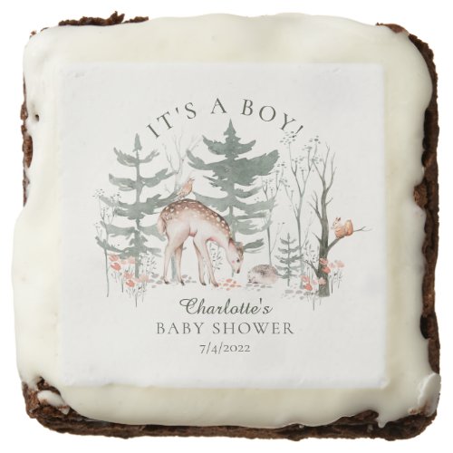 Rustic Woodland Forest Animals Baby Shower Brownie